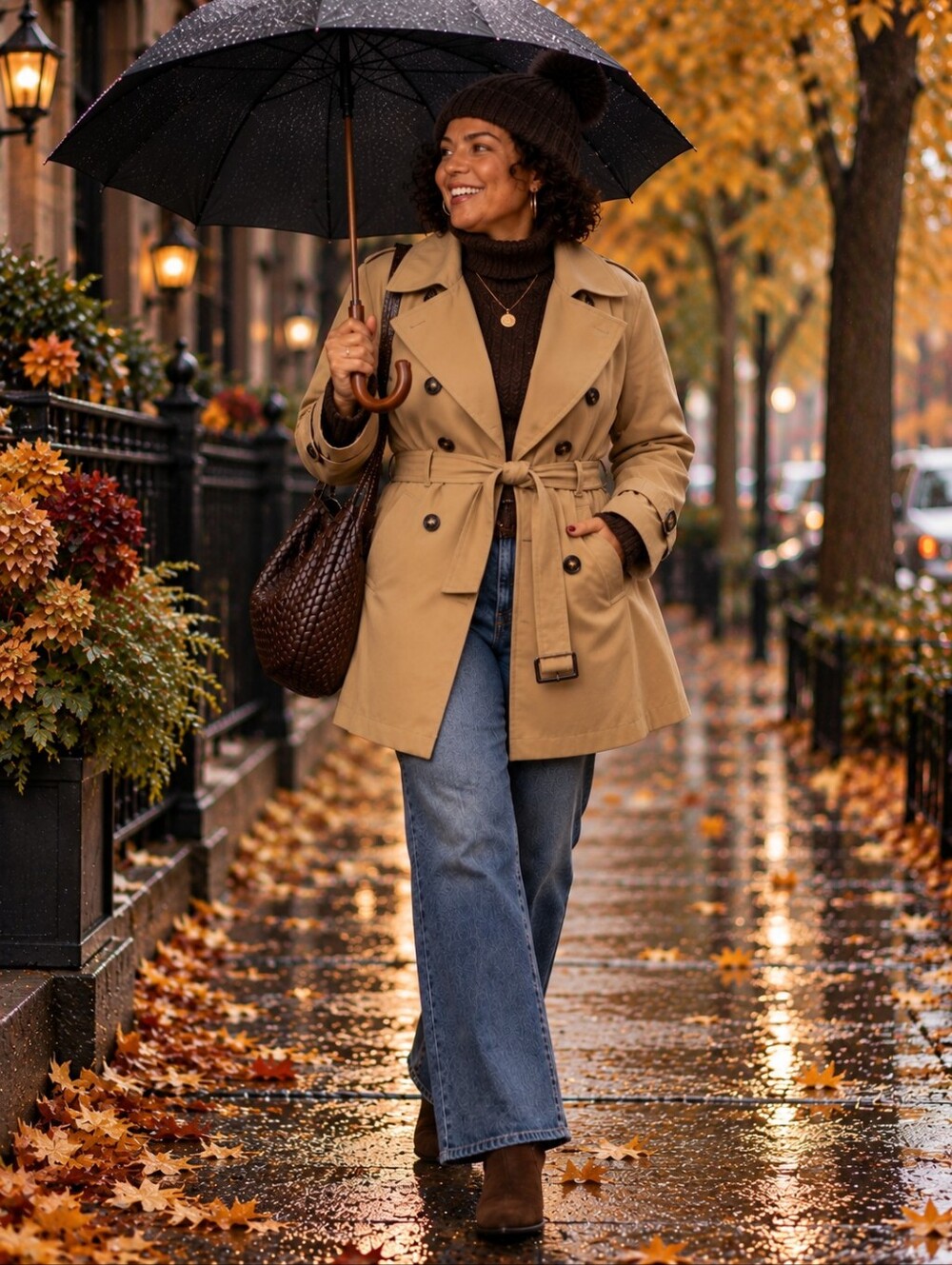 41 Hawthorn Women's Tan Double-Breasted Trench Coat